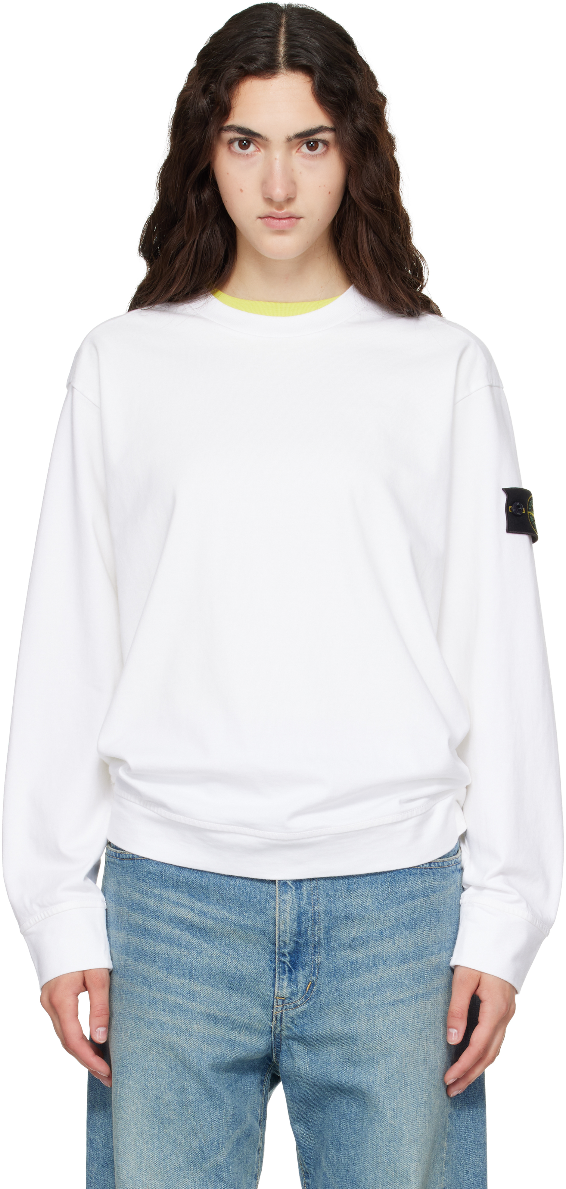 Stone Island: ホワイト 6100057 Heavy Organic Cotton Jersey