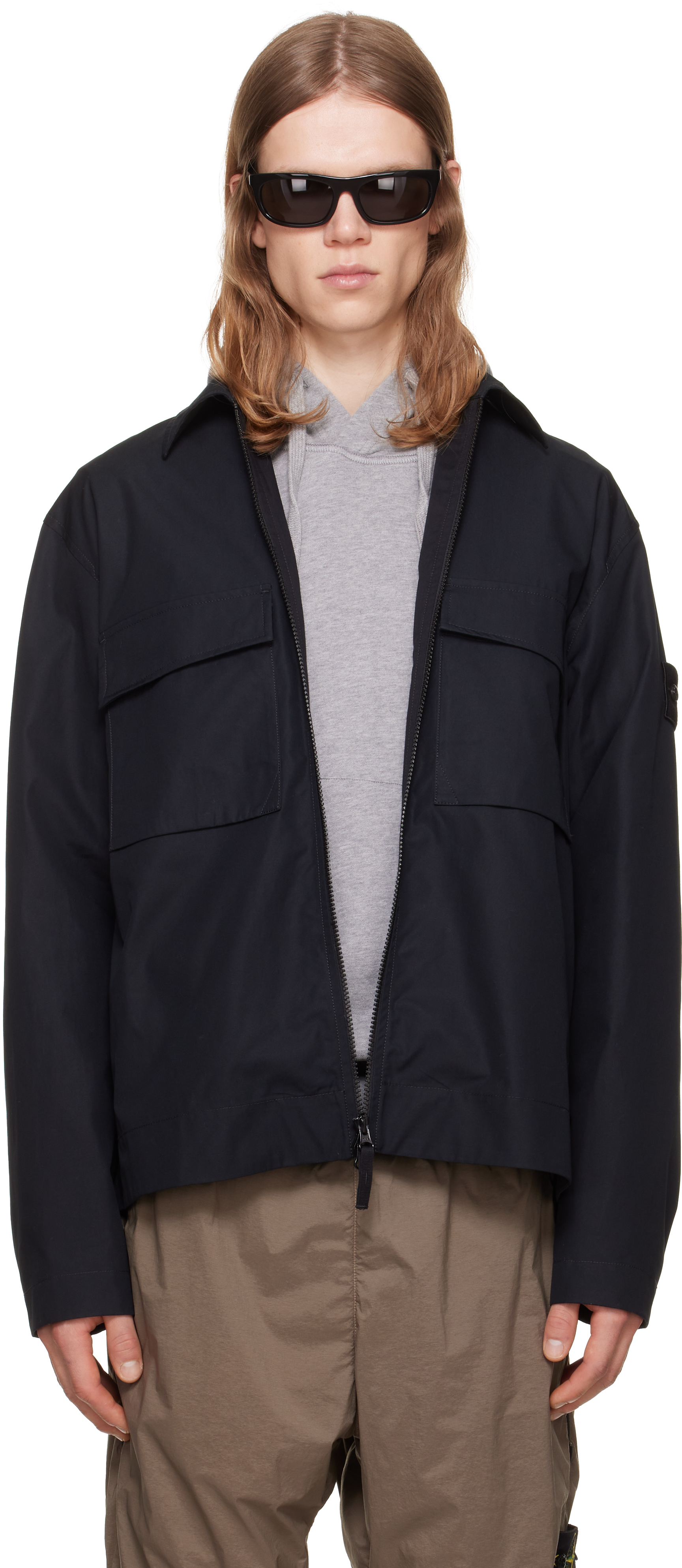 Stone Island: ブラック 1200018 All-Weather Cotton Canvas