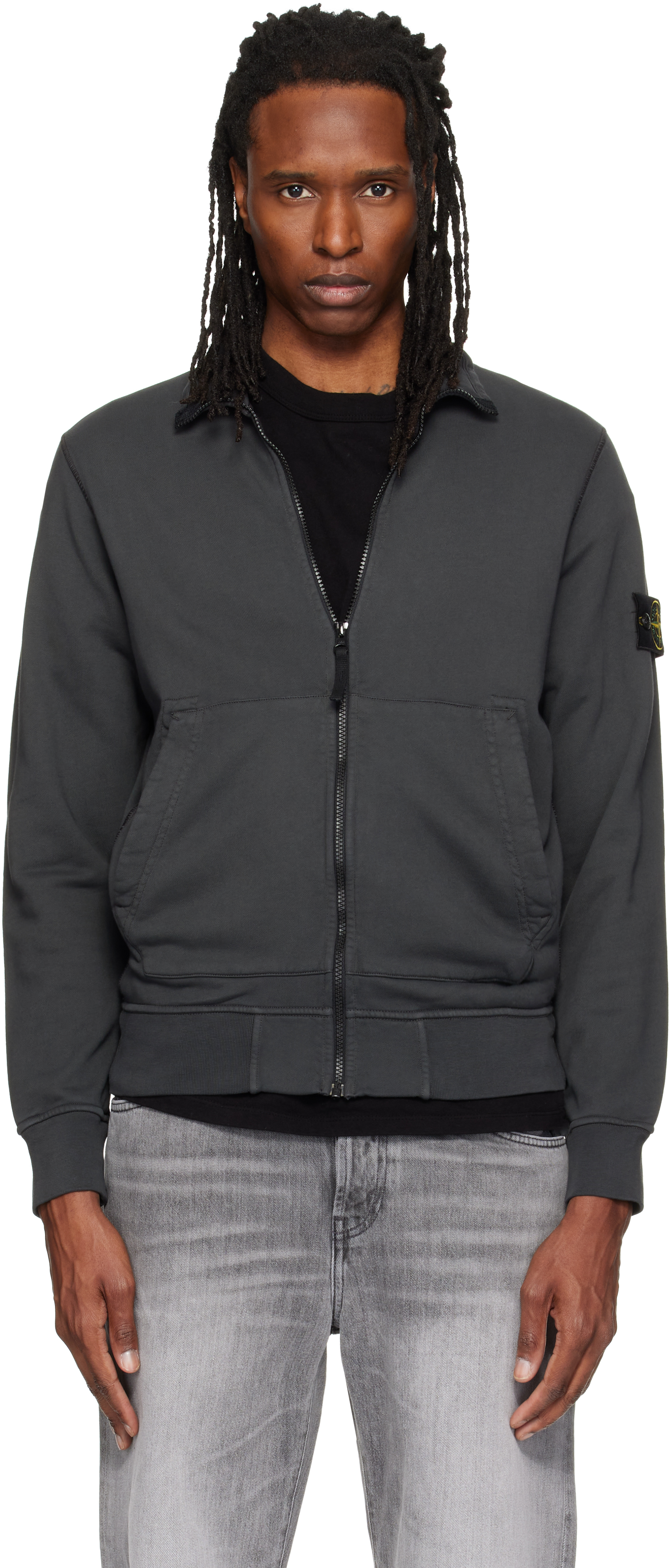 ジャケット・アウター 00s stone  cotton snap jacket Stone Island: グレー 6100063 Organic Cotton ジャケット | SSENSE 日本