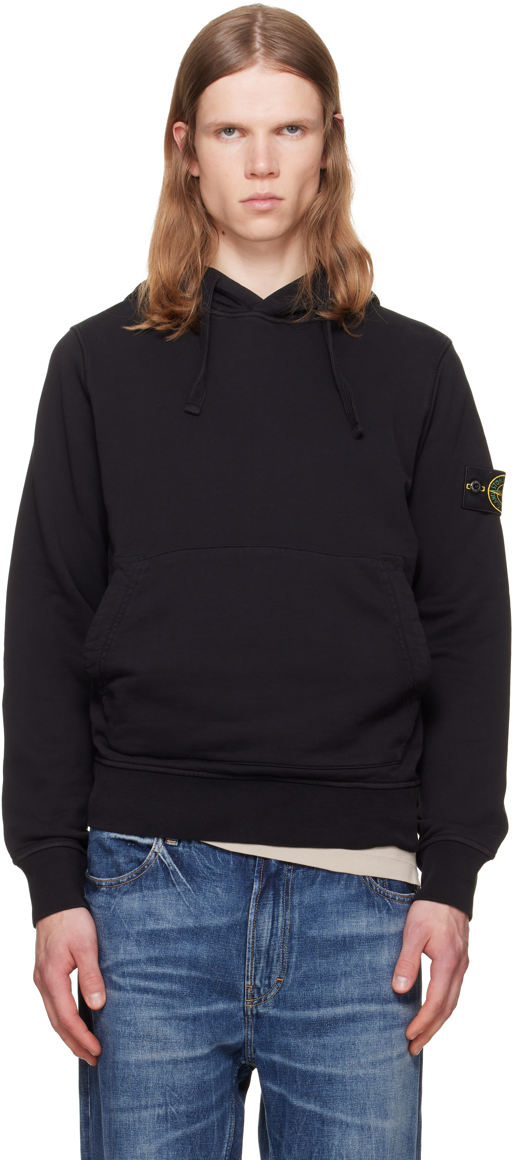 Stone Island: ブラック 6100062 Organic Cotton Fleece フーディ