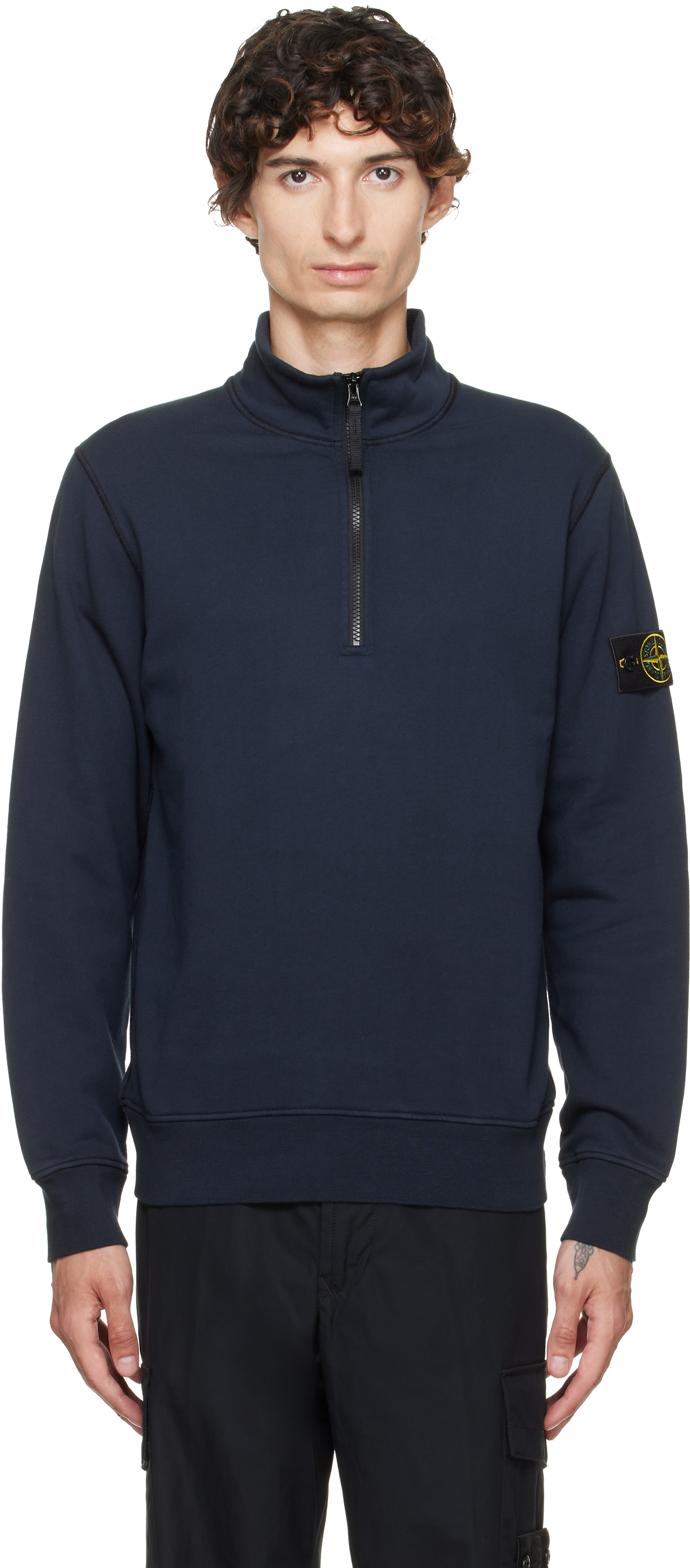 Stone Island: ネイビー 6100070 Organic Cotton Fleece スウェット