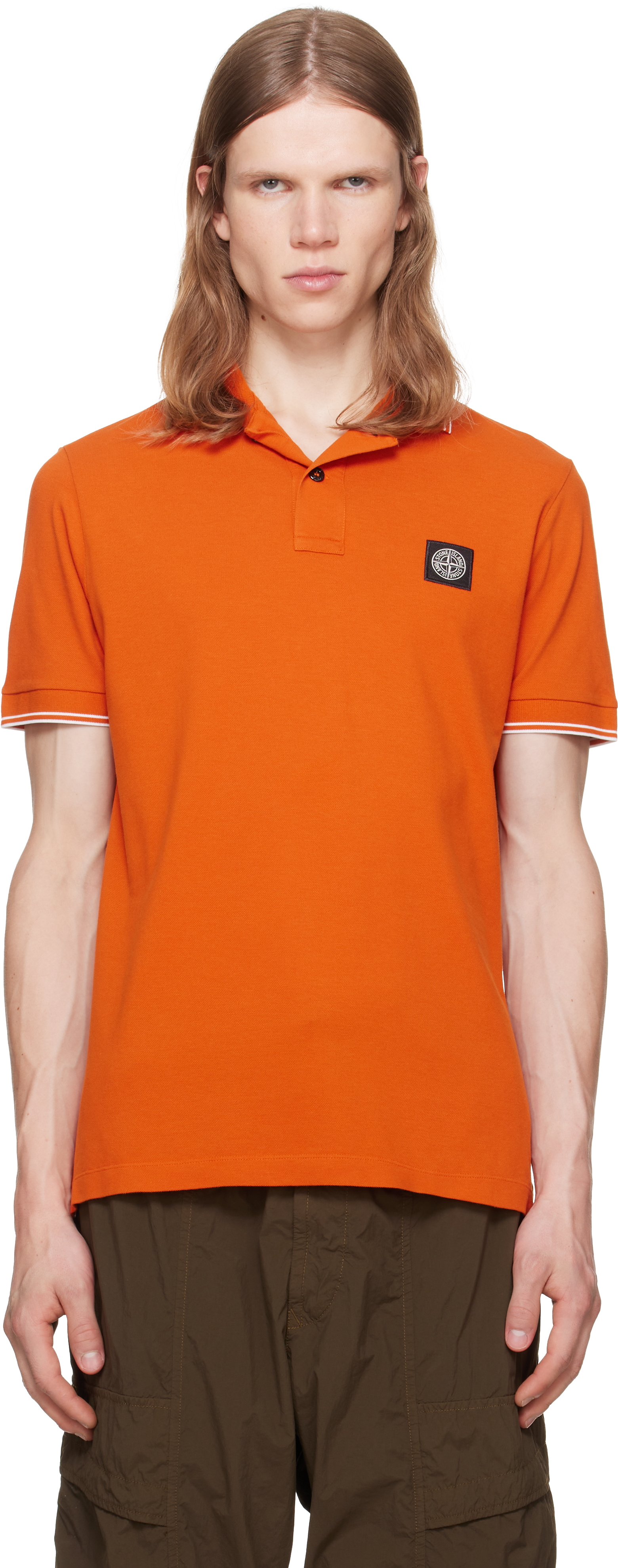 Stone Island: オレンジ 2200010 Organic Cotton Piqué Stretch