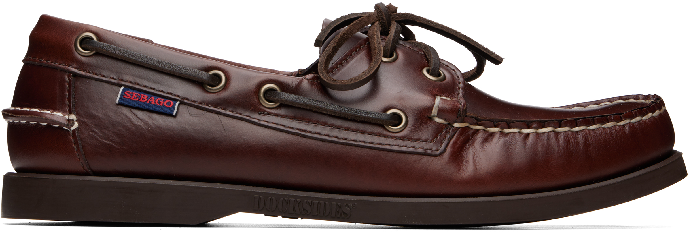 Sebago: ブラウン Docksides Portland Waxed デッキシューズ | SSENSE 日本