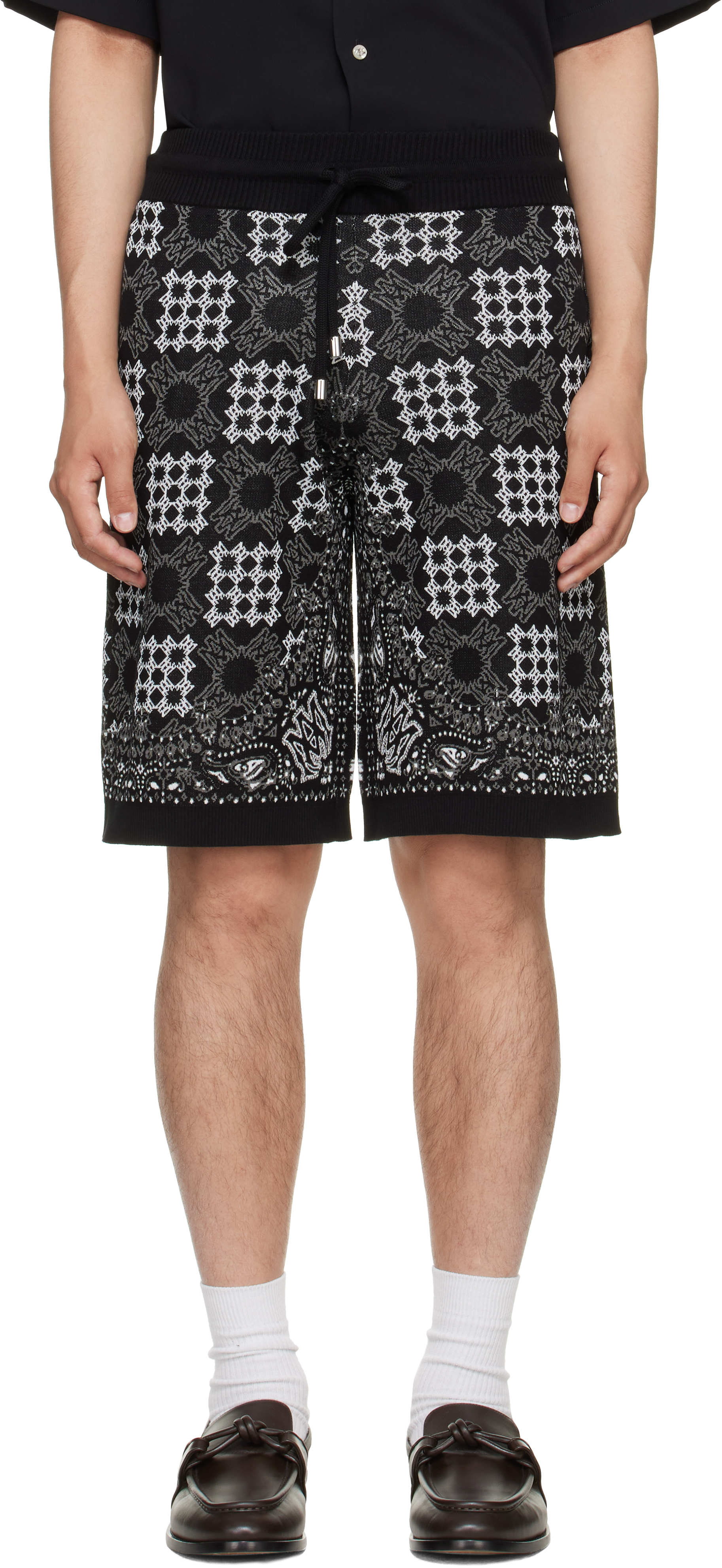 AMIRI: ブラック MA Quad チェック メッシュ ニット ショートパンツ