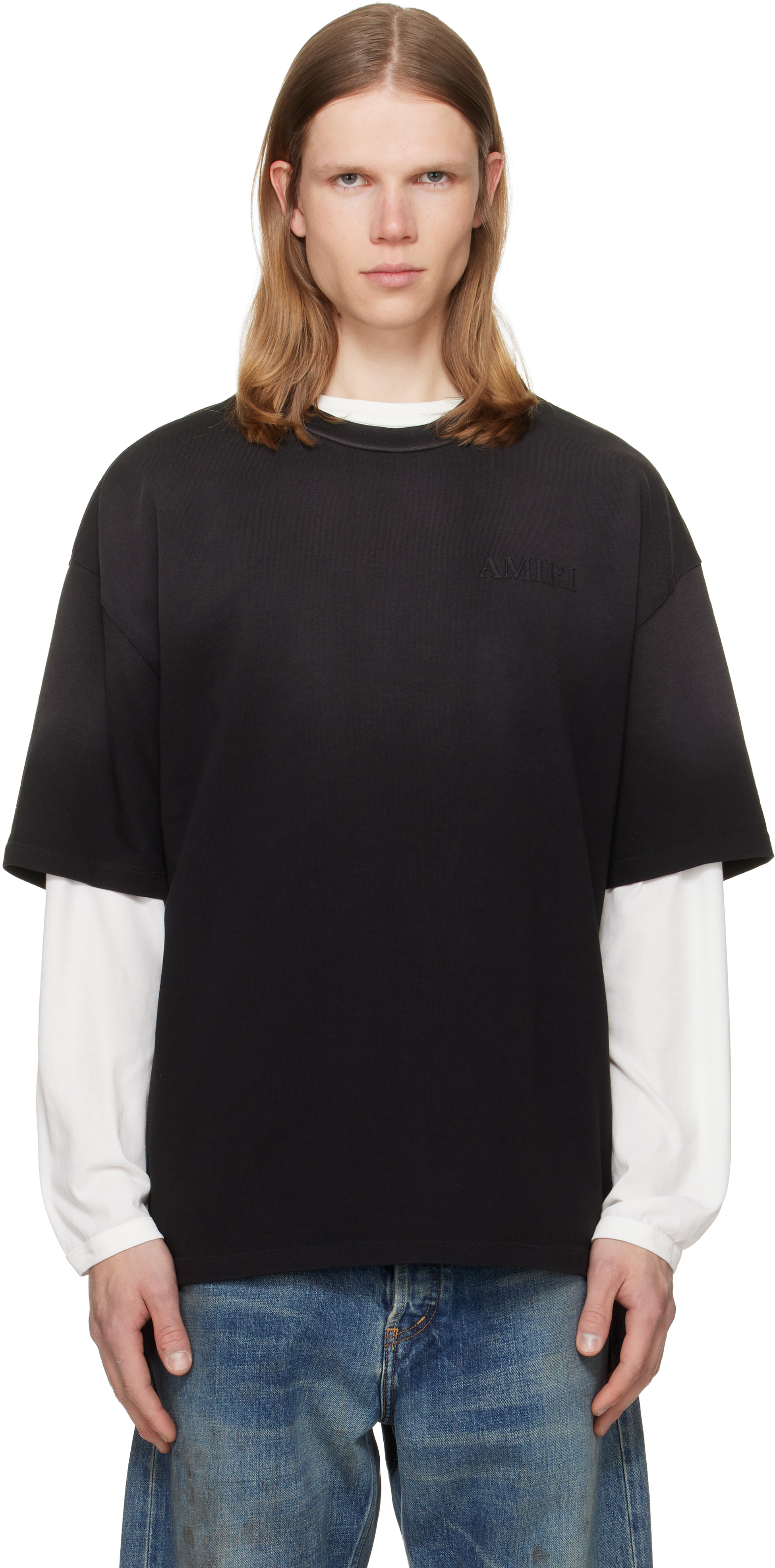 AMIRI: Black Bandana Patch Oversized T-shirt | SSENSE