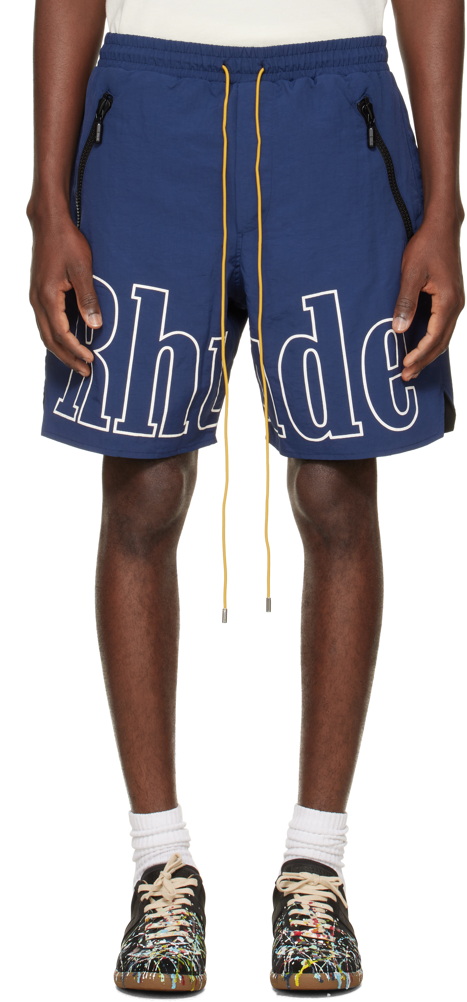 Rhude: ネイビー 'RH' ロゴ ショートパンツ | SSENSE 日本