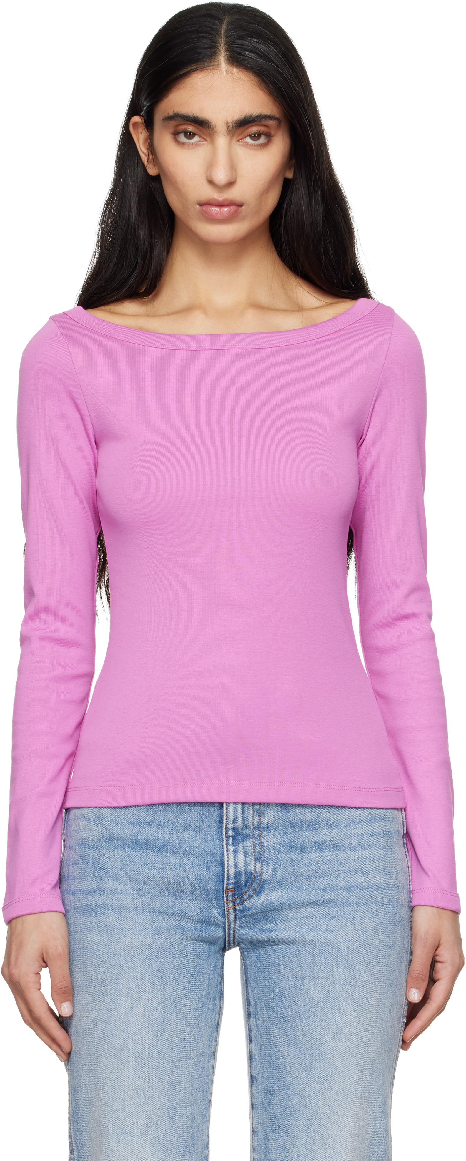FLORE FLORE: Pink Steffi Longsleeve T-shirt | SSENSE
