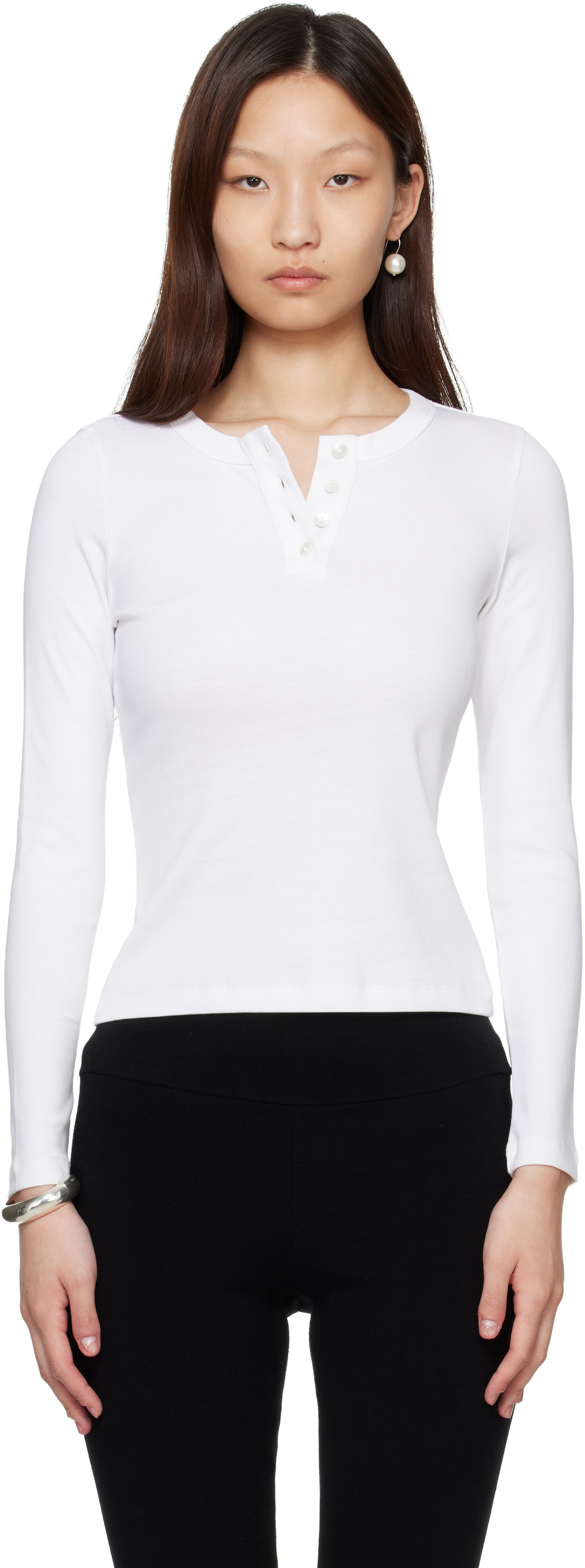 FLORE FLORE: White Jess Longsleeve T-shirt | SSENSE