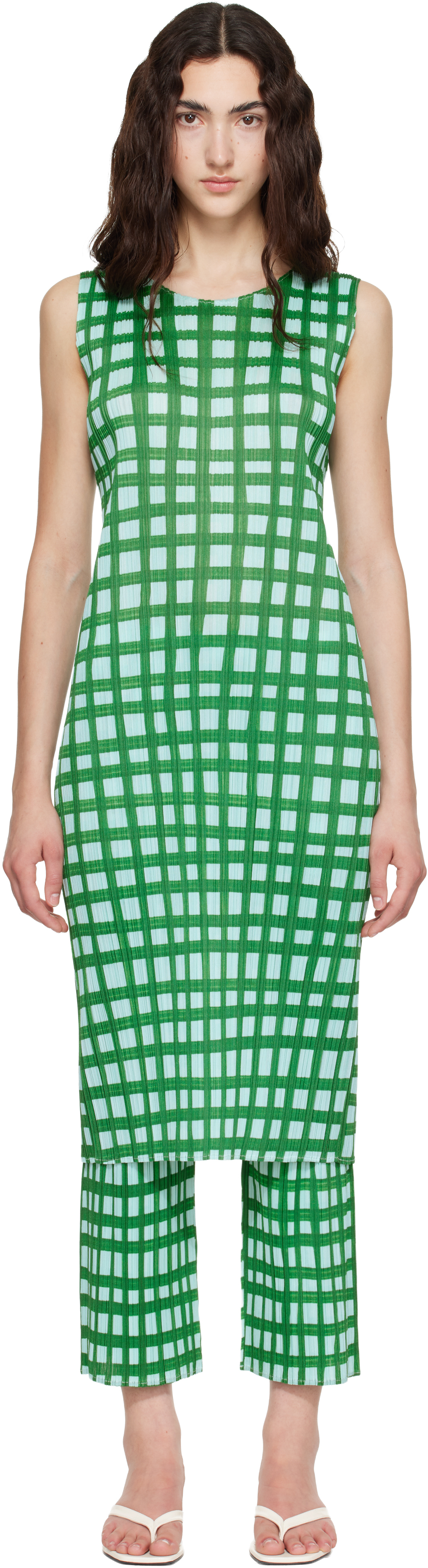 issey miyake green dress MONTHLY COLORS : MARCH Short-sleeved Dress Grass Green  The official ISSEY  MIYAKE ONLINE STORE