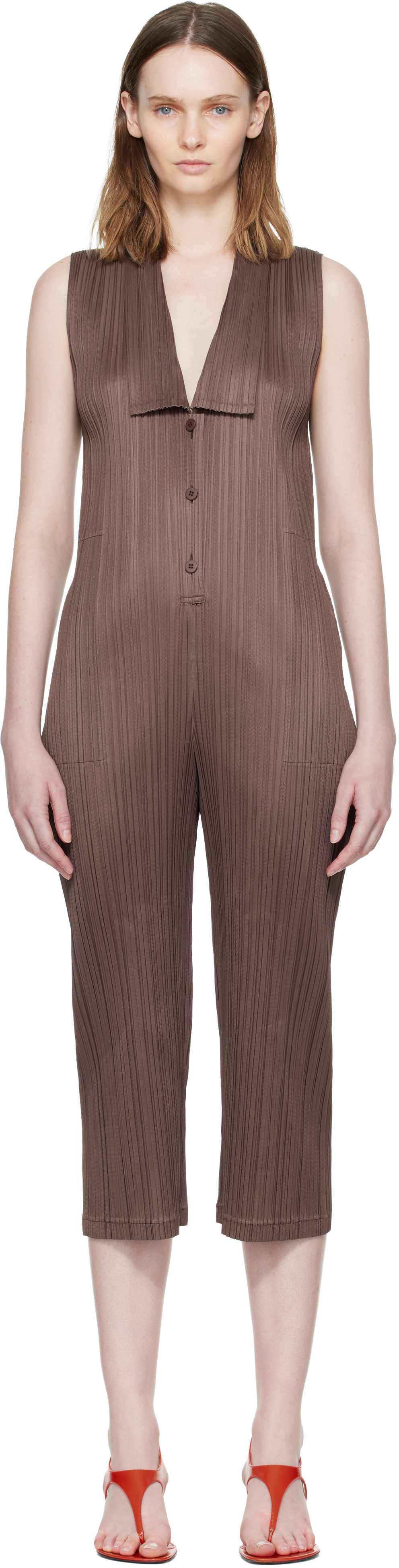 PLEATS PLEASE ISSEY MIYAKE Brown Loop Bottoms Jumpsuit