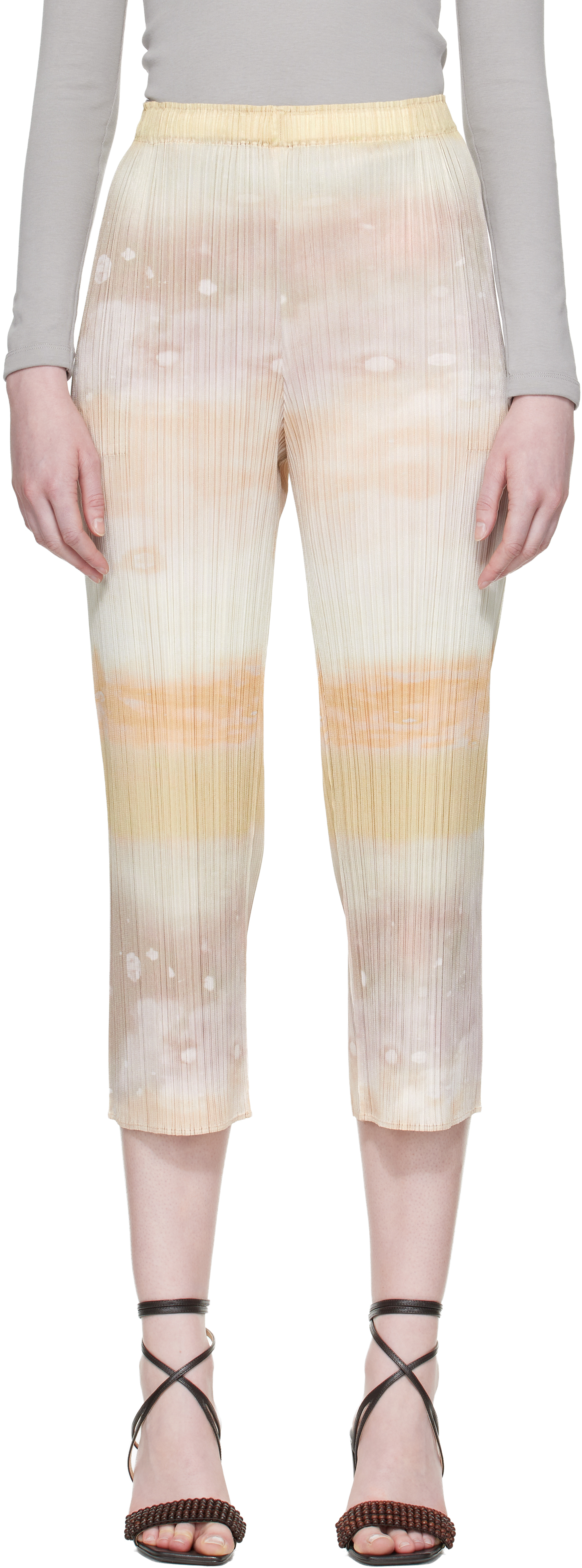 PLEATS PLEASE ISSEY MIYAKE Beige Sea Bubble Trousers