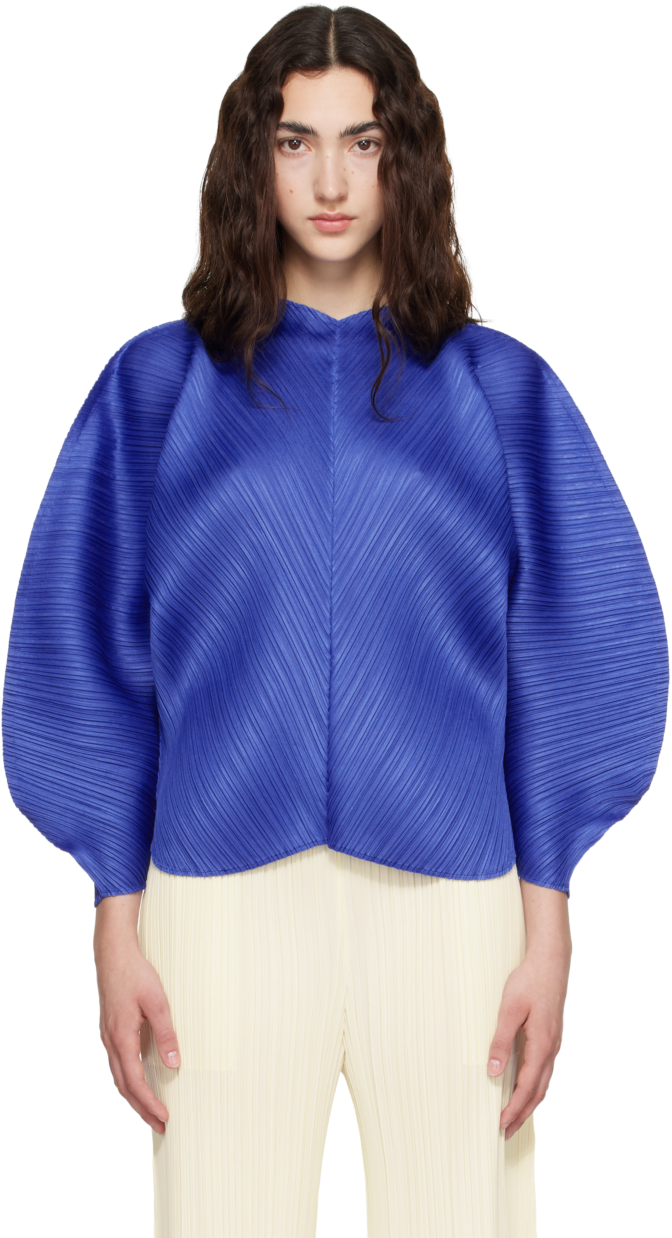 PLEATS PLEASE ISSEY MIYAKE: Blue Coast Blouse | SSENSE Canada