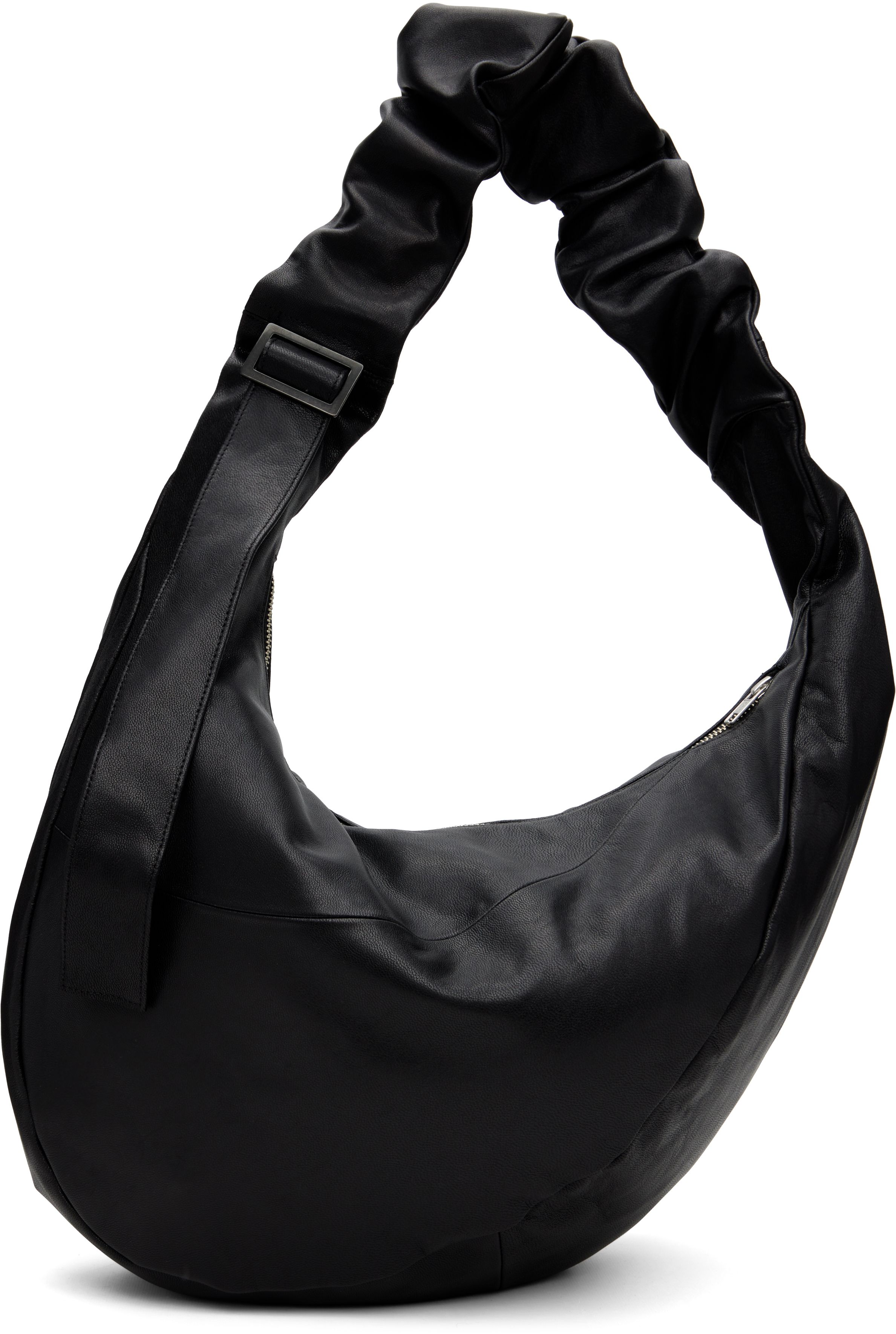 ssstein: Black Goat Leather Twist Shoulder Bag | SSENSE