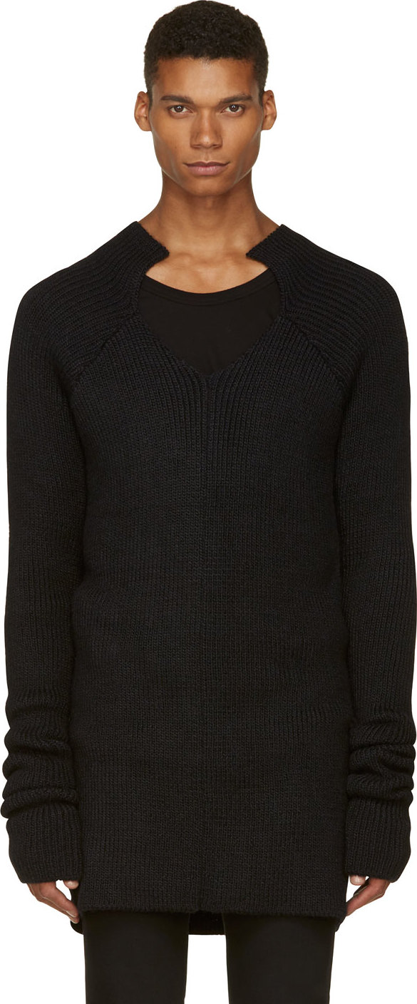 Julius: Black Alpaca Wool Overlong Sweater | SSENSE