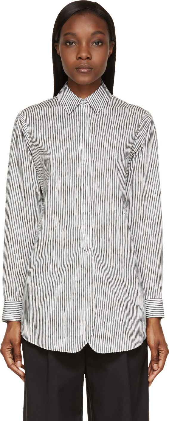 rag & bone: Black & White Striped Century Blouse | SSENSE UK