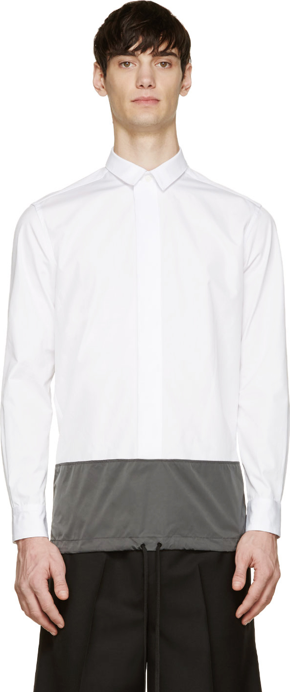Public School: White Nylon-Hemmed Drawstring Dress Shirt | SSENSE