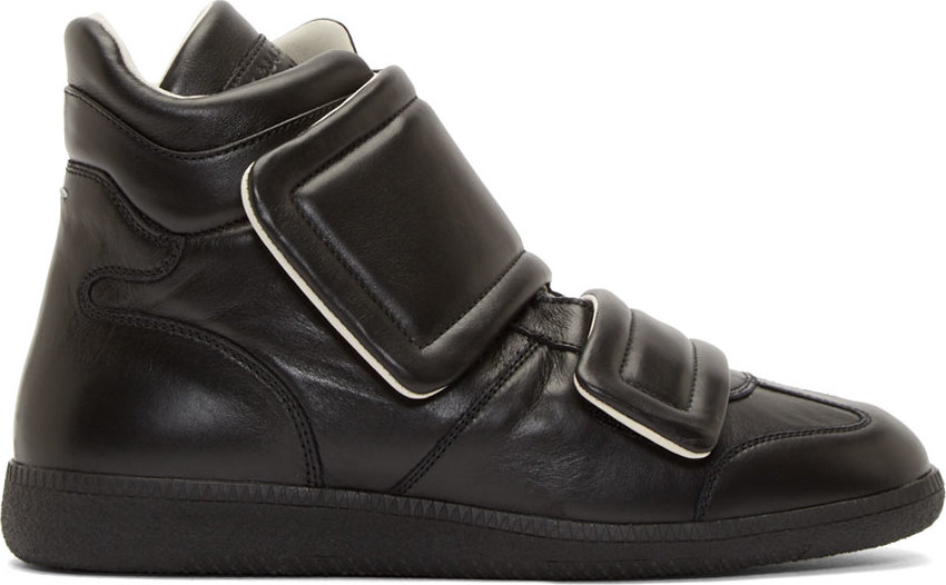 Maison Margiela: Black Leather Clinic High-Top Sneakers | SSENSE