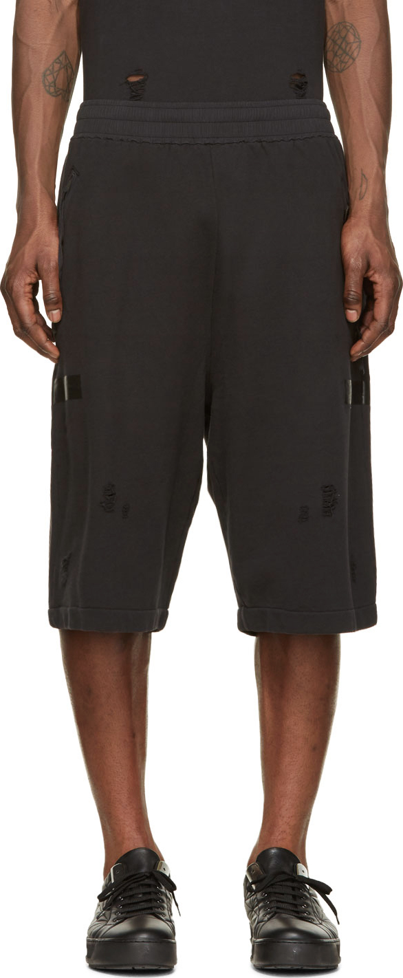 Damir Doma: Black Destroyed Heavy Jersey Tjome Shorts | SSENSE