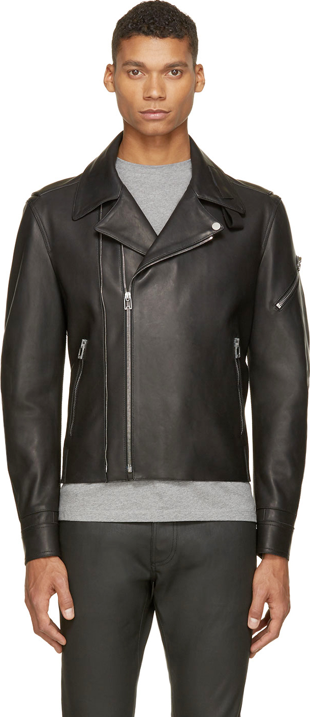 tavle Ødelægge tendens Balenciaga: Black Leather Biker Jacket | SSENSE Canada