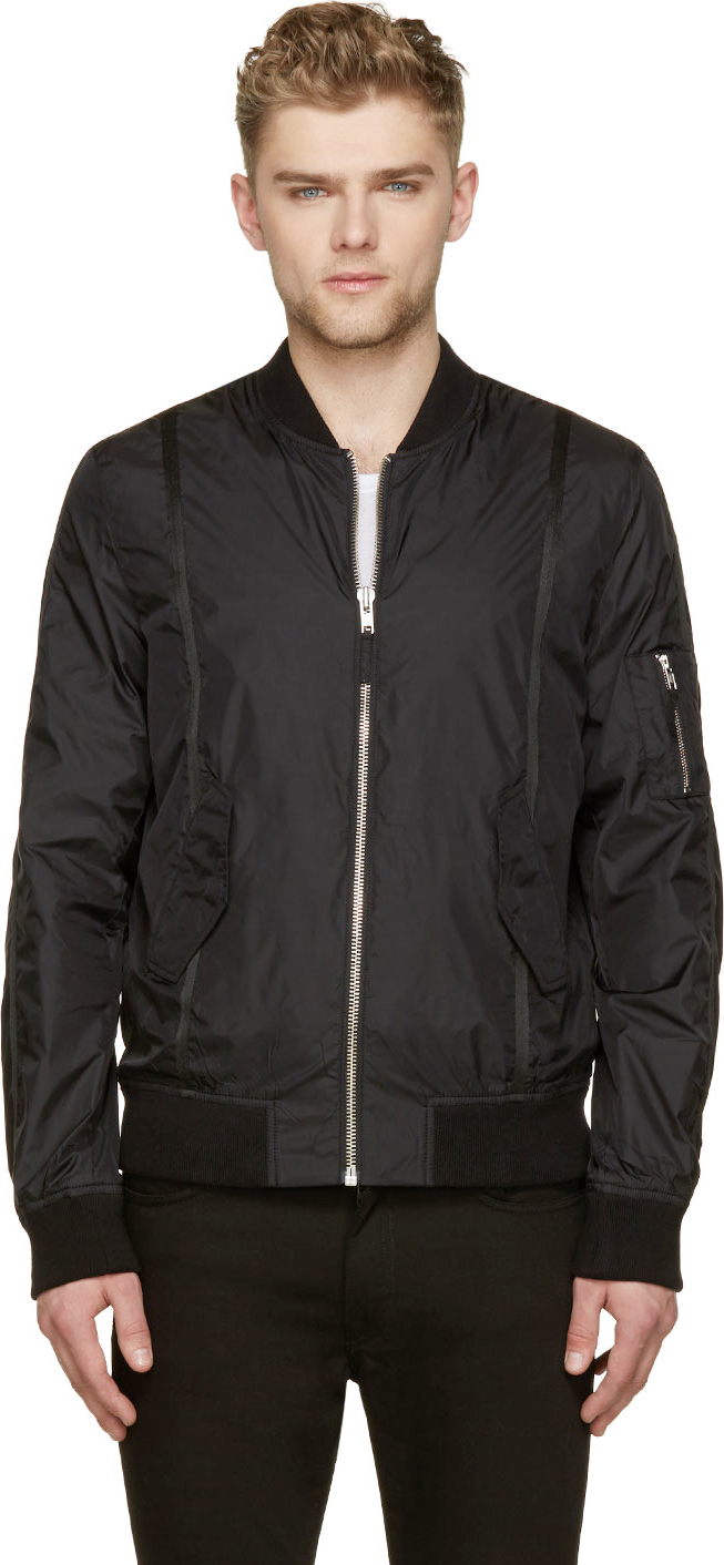 BLK DNM: Black Nylon Bomber Jacket | SSENSE Canada