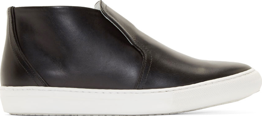 Pierre Hardy: Black Leather Slip-On Sneakers | SSENSE