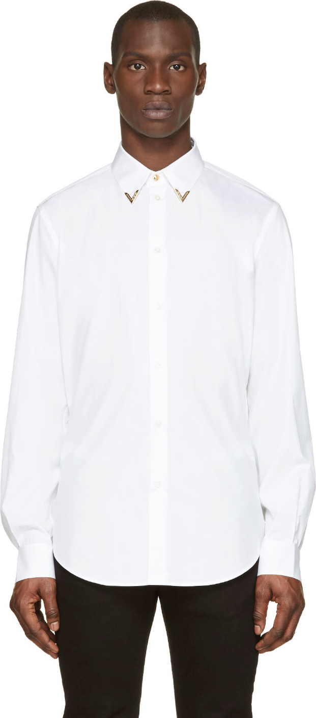 Versace: White Collar Tip Shirt | SSENSE