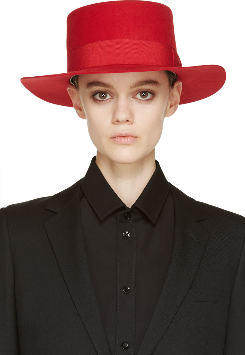 Saint Laurent Red Wide Brim Hat Ssense