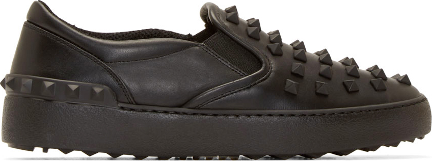 Valentino: Black Rockstud Slip-On Sneakers | SSENSE