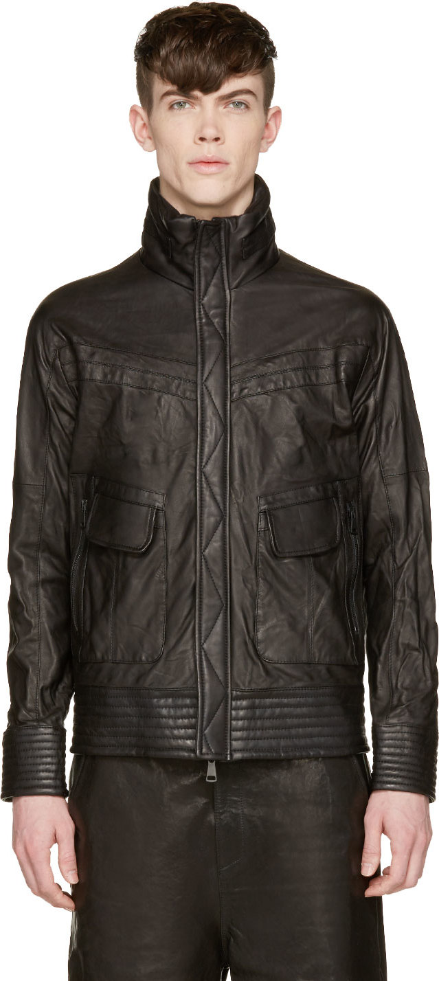 Alexandre Plokhov: Black Washed Leather Racer Jacket | SSENSE