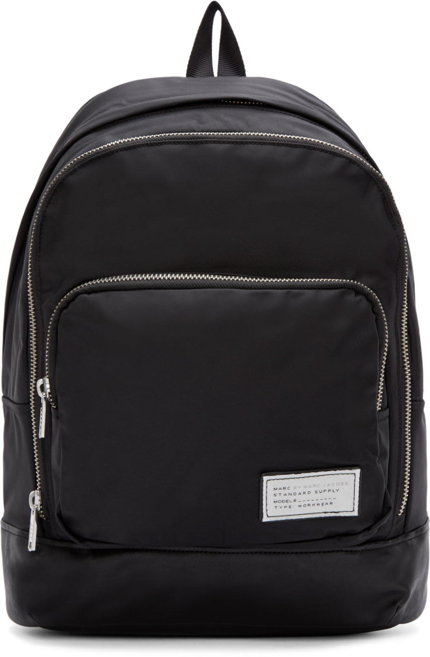 Marc by Marc Jacobs: Black Leather-Trimmed Ultimate Backpack | SSENSE