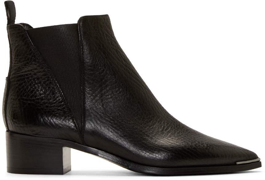 Acne Studios Black Grained Leather Jensen Boots SSENSE Canada