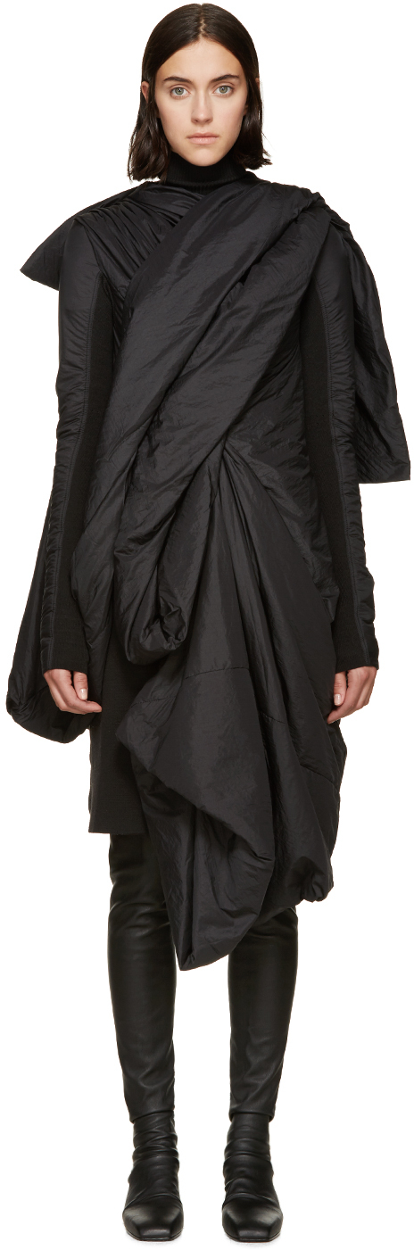 Rick Owens: Black Nylon Lakme Coat | SSENSE Canada