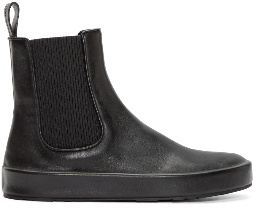 Jil Sander: Black Leather Chelsea Boots | SSENSE