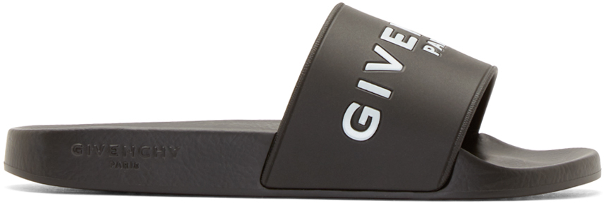 Givenchy: Black Printed Slide Sandals | SSENSE