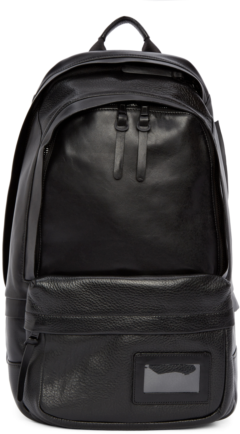 Juun.J: Black Leather Backpack | SSENSE