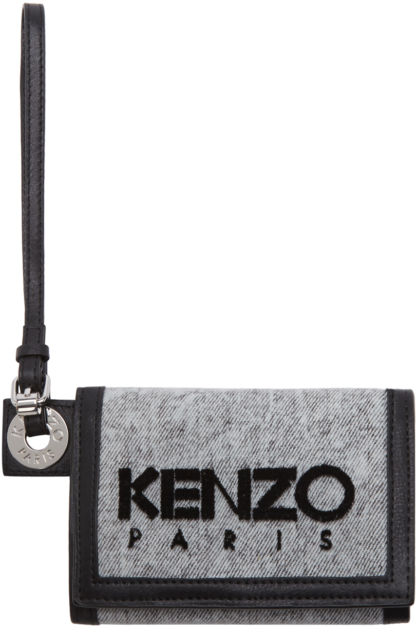Kenzo Grey Denim Small Wallet SSENSE