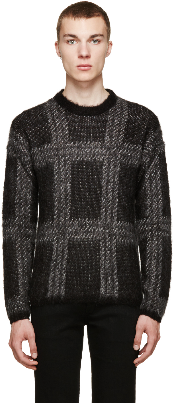 Versus: Black Check Mohair Sweater | SSENSE