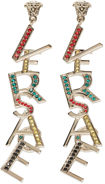 Versace: Gold Logo Earrings | SSENSE