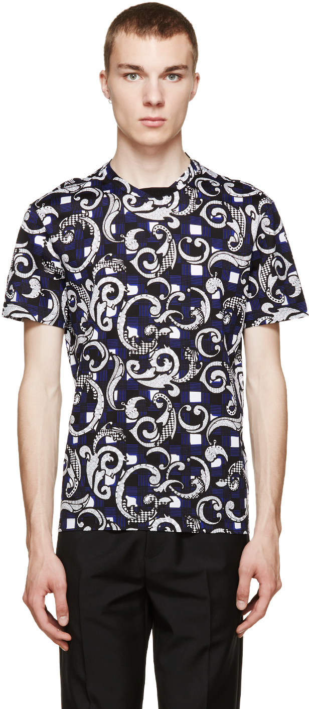 Versace: Navy Baroque Print T-Shirt | SSENSE
