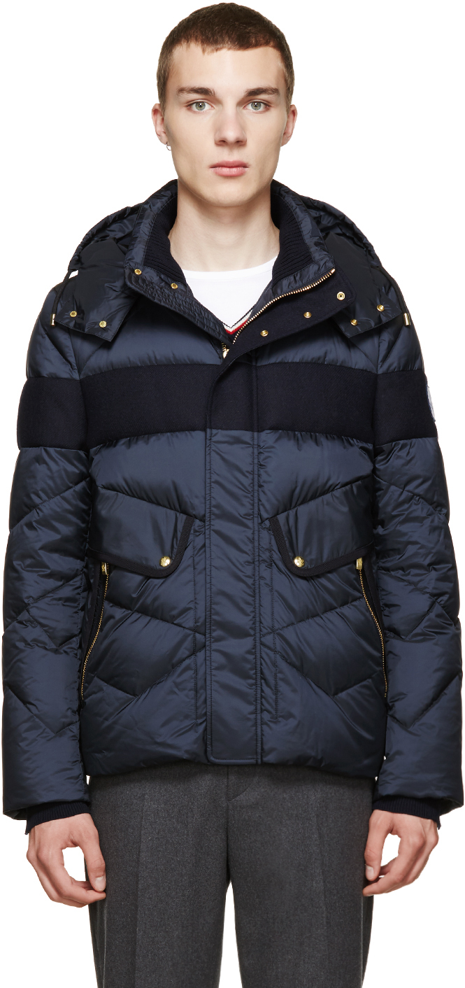 Moncler Gamme Bleu: Navy Nylon & Wool Demar Jacket | SSENSE