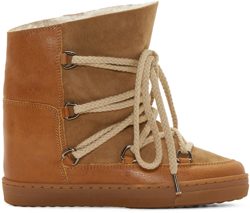 Isabel Marant: Camel Shearling Nowles Boots | SSENSE