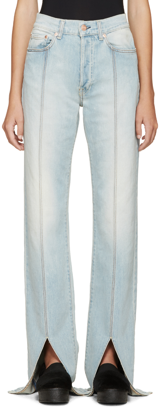 Off-White: Blue Bleached Jeans | SSENSE