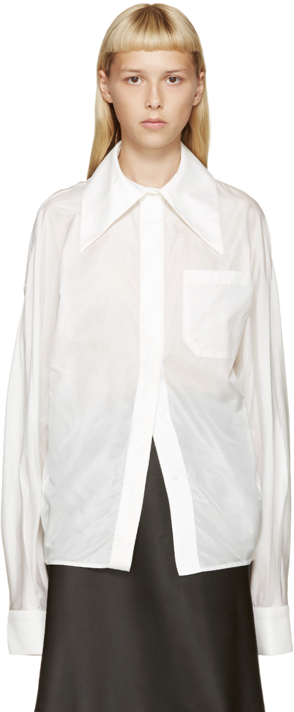 Thomas Tait: Ivory Silk Tailored Shirt | SSENSE