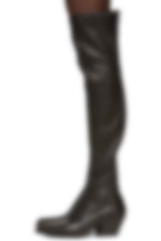 black over the knee cowboy boots