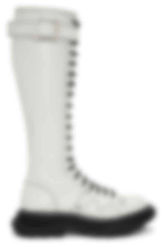 tall white lace up boots