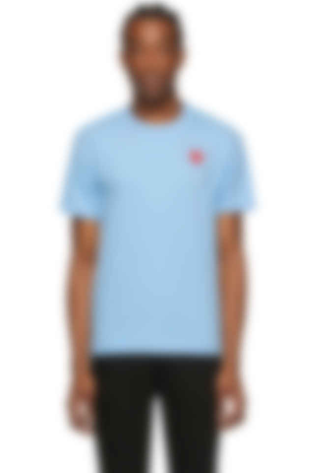 Comme Des Garcons Play Blue Red Heart T Shirt Ssense