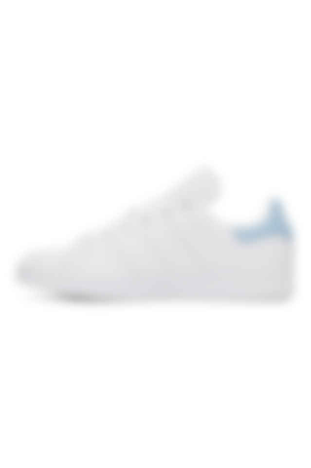 white and blue stan smith sneakers
