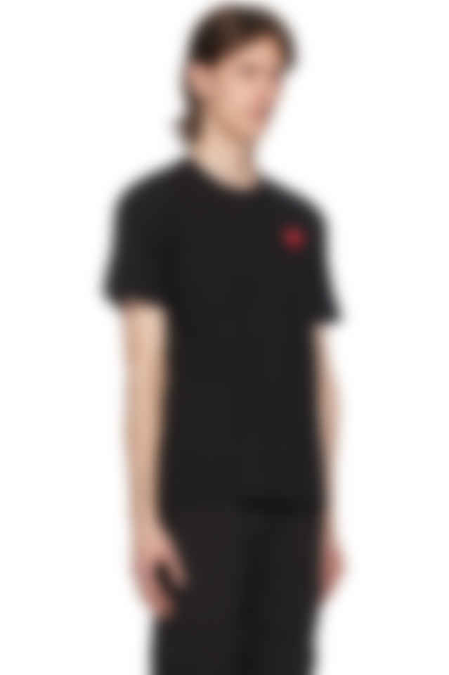 Comme Des Garcons Play Black Red Heart Patch T Shirt Ssense