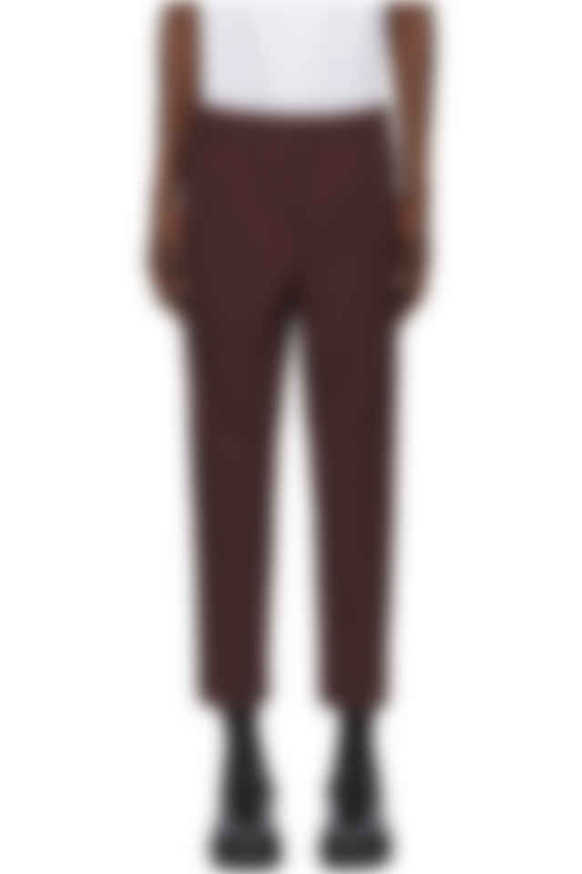 burgundy cropped trousers