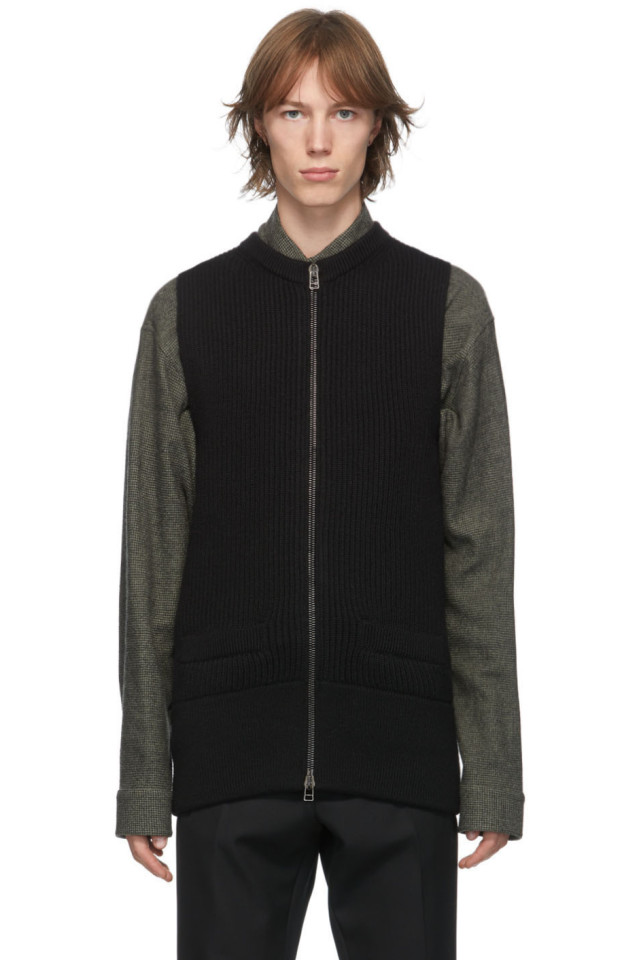 Black Sleeveless Cardigan by Haider 